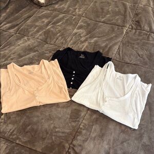Aerie Tank Tops - Black, Peach, and White